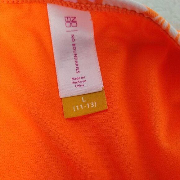 No Boundaries Junior Girls Large Orange Floral Leaves High Waist Bikini Bottoms - Picture 5 of 6